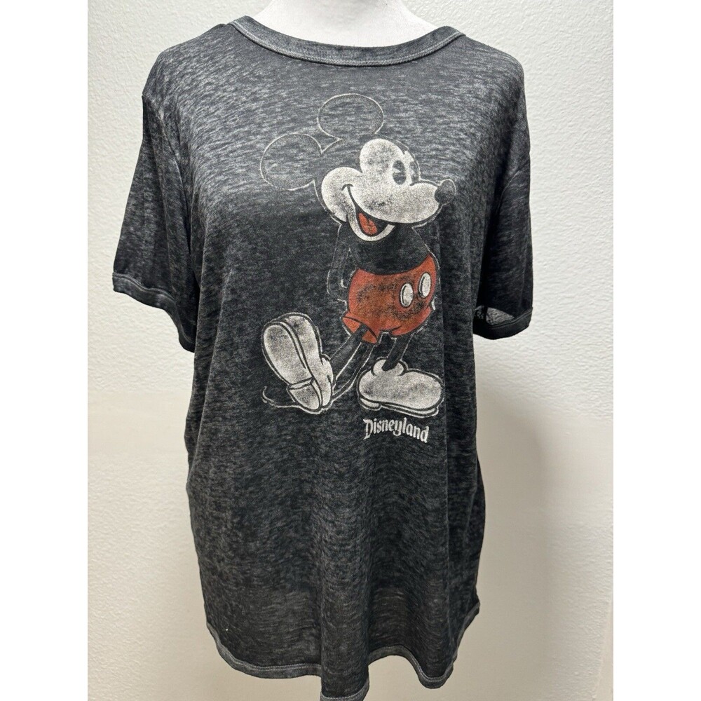 Disney Parks Women's Size Medium Gray Burnout Short Sleeve T Shirt Mickey Mouse